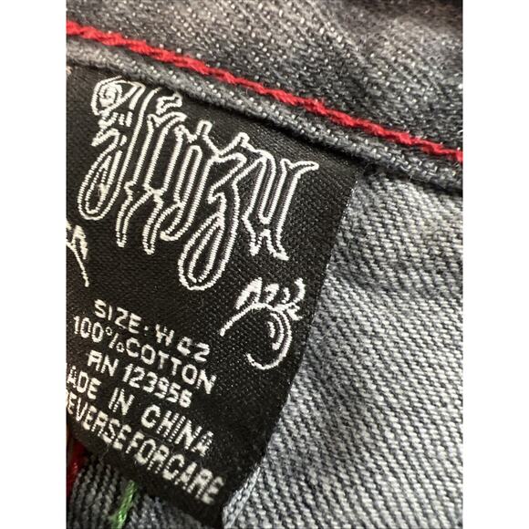 Vintage Jinzu Shorts Mens 42 Grey Denim Baggy Embroidered - Picture 5 of 10